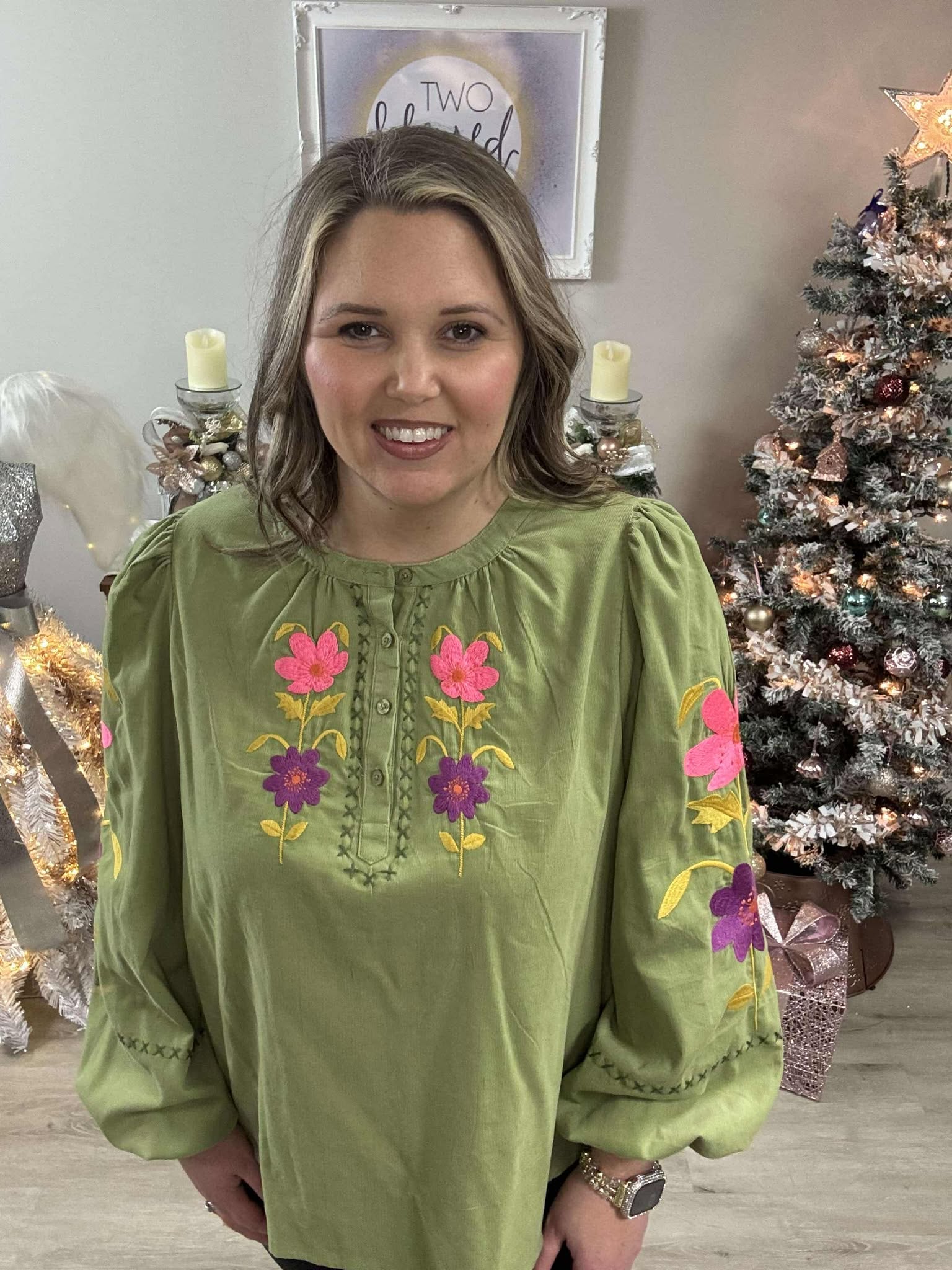 Flower Embroidered Top | Two Blessed Boutique